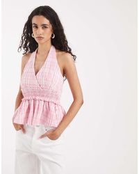 Vero Moda - Shirred Waist Tie Halter Neck Top - Lyst