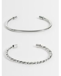 ASOS - Pack Of 2 Cuff Bracelets With Plain And Twist Detail - Lyst