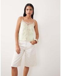 ASOS - Satin Lace Trim Tie Cami Top - Lyst