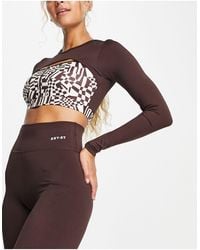 Daisy Street - Active Distorted Geo Cropped Long Sleeve Top With Cutout - Lyst
