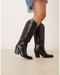 ASOS - Curve Claudette Western Knee Boots - Lyst