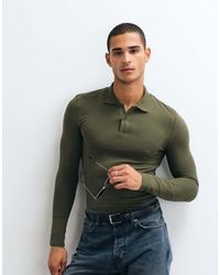 ASOS - Essentials Long Sleeve Muscle Fit Polo - Lyst