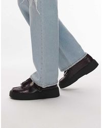 Clarks - Zapatos Morado Oscuro Con Detalle De Espiga Y Flecos De Cuero Torview De - Lyst