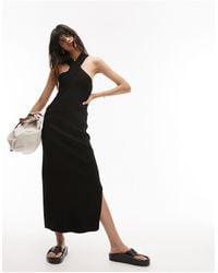 TOPSHOP - Knitted Cross Front Midi Dress - Lyst