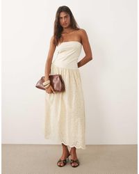 Mango - 100% Cotton Off Shoulder Maxi Dress - Lyst