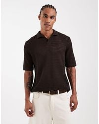 Only & Sons - Open Knit Split Neck Polo - Lyst