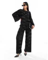 Y.A.S - Checkerboard Plisse Wide Leg Trouser Co-ord - Lyst