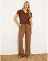 Long Tall Sally - Textured Wide Leg Trousers - Lyst