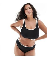 ASOS - Curve Contrast Binding Supportive High Leg High Waist Bikini Bottom - Lyst