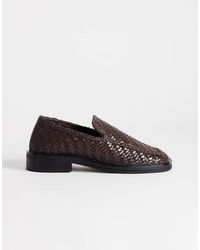 TOPSHOP - Bali Real Leather Weave Flat Shoe Loafer - Lyst