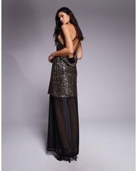 ASOS - Sequin Plunge Cami Maxi Dress With Mesh Skirt - Lyst