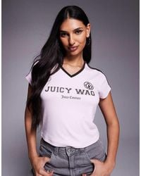 Juicy Couture - V Neck Juicy Wag Logo T-Shirt - Lyst