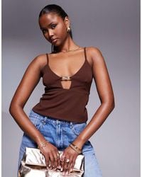 ASOS - Bust Cup Cami Top With Gold Trim - Lyst