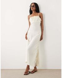 Miss Selfridge - Satin Tie Front Cami Maxi Dress - Lyst