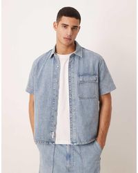 Calvin Klein - Short Sleeve Linen Mix Denim Shirt Co-Ord - Lyst