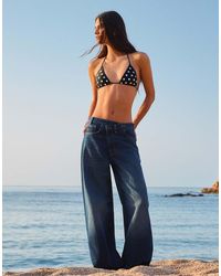 Bershka - Wide-leg Cross-waist Jeans - Lyst