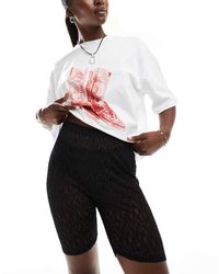 ASOS - Leggings Cortos Negros De Encaje De - Lyst