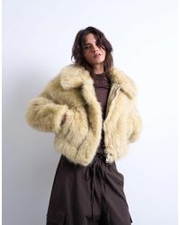 TOPSHOP - Faux Fur Zip Thru Bomber Jacket - Lyst