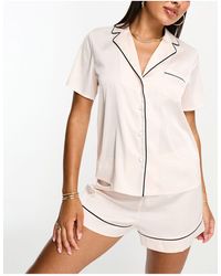 ASOS - Satin Short Sleeve Shirt & Short Pyjama Set - Lyst