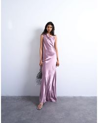 TOPSHOP - Ruched Side Midi Dress With Drape Back Detail - Lyst