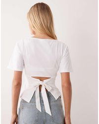ASOS - Off Shoulder Top With Scallop Trim Edge And Frill Hem Detail - Lyst