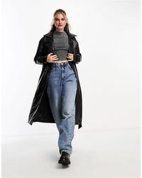 Pull&Bear - Belted Faux Leather Trench Coat - Lyst