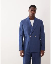 ASOS - Linen Blend Regular Double Breasted Suit Jacket - Lyst
