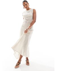 4th & Reckless - Jupe d'ensemble longue en maille avec taille basse et large taille - beige - Lyst