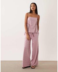 ASOS - Wide Leg Drawcord Tassel Detail Jersey Broderie Co-ord Trouser - Lyst