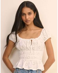 Nobody's Child - Broderie Anglaise Shirred Milkmaid Top - Lyst