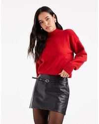 ASOS - Faux Leather Belt Detail Micro Mini Skirt - Lyst