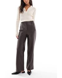 New Look - Faux Leather Wide Leg Trousers - Lyst