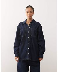 Noisy May - Oversized Denim Shirt - Lyst