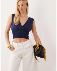 Mango - Teen Deep V Ruched Waist Top - Lyst