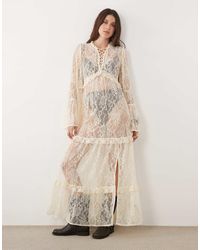 Miss Selfridge - Tiered Lace Maxi Dress - Lyst