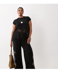ASOS - Asos Design Curve Compact Knit Lace Trim Trouser Co-Ord - Lyst