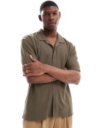 Threadbare - Chemise texturée à manches courtes - kaki - Lyst