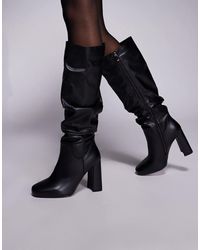 SIMMI - Simmi London Hanzel Wide Fit Ruched Block Heeled Knee Boots - Lyst