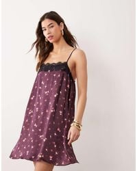 Miss Selfridge - Satin And Lace Trim Cami Mini Dress - Lyst