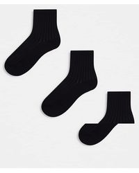 Weekday - Pack De 3 Pares De Calcetines Negros De Canalé Bella De - Lyst