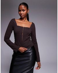 ASOS - Square Neck Long Sleeve Corset Top - Lyst