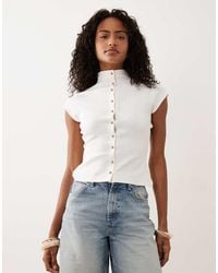 ASOS - Interlock Funnel Button Front Top - Lyst