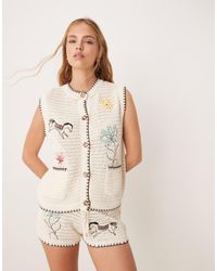 ASOS - Chaleco Con Diseño Bordado De Punto De (Parte De Un Conjunto)-Blanco - Lyst