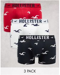 Hollister - Confezione da 3 paia di boxer aderenti bianchi, rossi e neri con logo - Lyst
