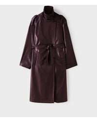 Stradivarius - Long Leather Effect Trench Coat - Lyst