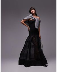 Mango - Vestido Largo Con Escote Palabra De Honor Y Falda Traslúcida De Capas De La Colección Cápsula De - Lyst