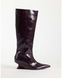 ASOS - Cinder Wedge Pull On Knee Boots - Lyst