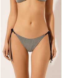 Calzedonia - Brazilian Bikini Bottoms Golden Stripes - Lyst