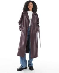 New Look - Trench-coat en pu - bordeaux - Lyst