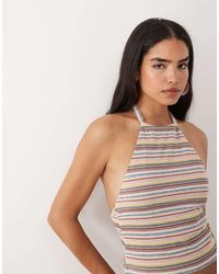 Tiger Mist - Dillon Knit Halterneck Stripe Crop Top - Lyst